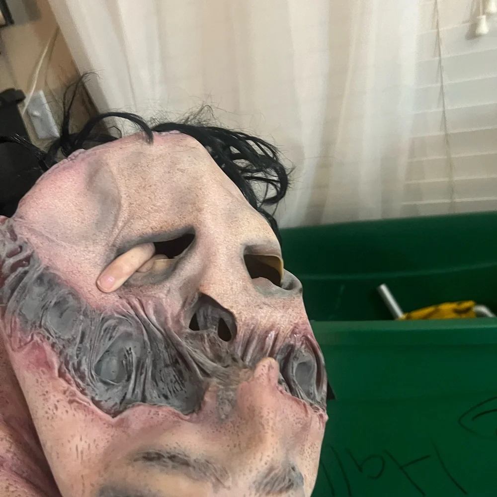Scary Halloween double face  horror adult latex with hair